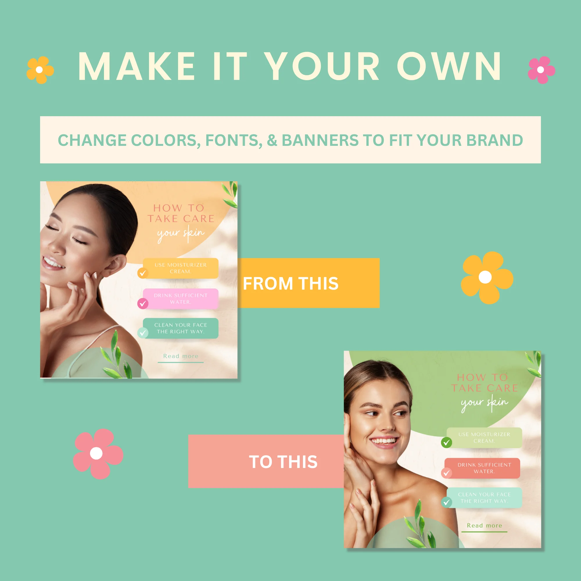 40 Vibrant Instagram Post Templates for Canva - Colorful Yellow and Pink Templates for Business - Rainbow Instagram Canva Templates - Image 5