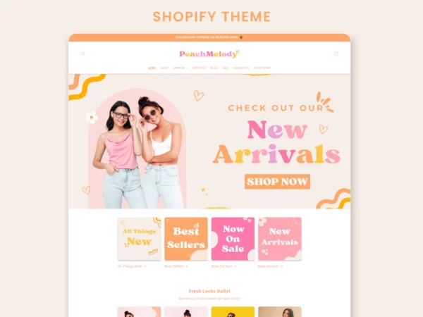 Peach Melody,Boutique Website, Blog Template, Shopify Template