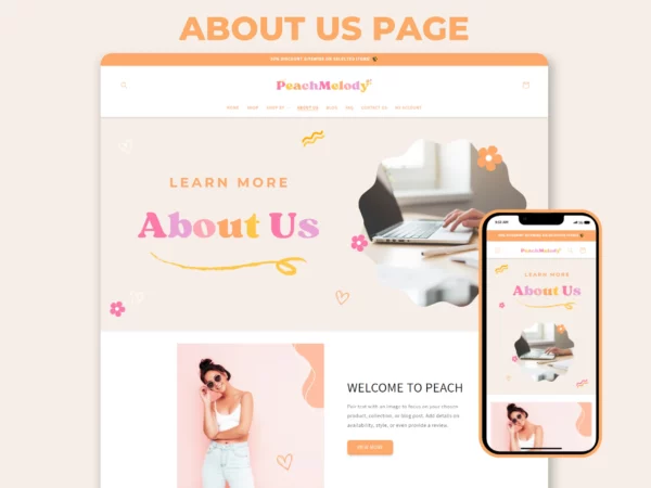 Peach Melody Boutique Shopify Theme Template  –  Minimal & Feminine Fully Responsive Template - Image 2