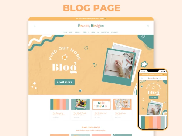 Dreamy Designs - Boutique Shopify Theme | Shopify Template | Feminine, Minimal & Cute Design | Editable Canva Templates | Shopify OS 2.0 - Image 4