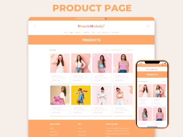 Peach Melody Boutique Shopify Theme Template  –  Minimal & Feminine Fully Responsive Template - Image 3