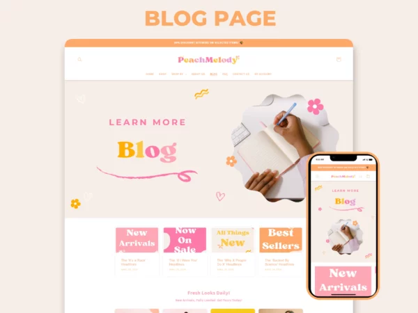 Peach Melody Boutique Shopify Theme Template  –  Minimal & Feminine Fully Responsive Template - Image 4